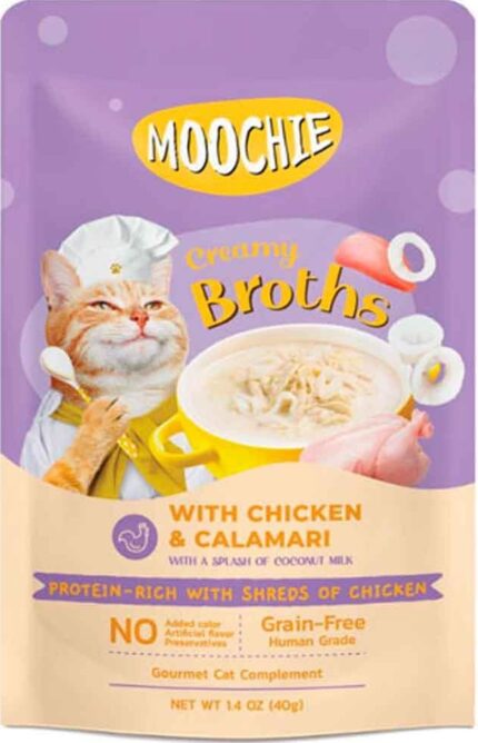 Moochie Tahılsız Parça Tavuklu Kalamarlı Kedi Çorbası 40 G